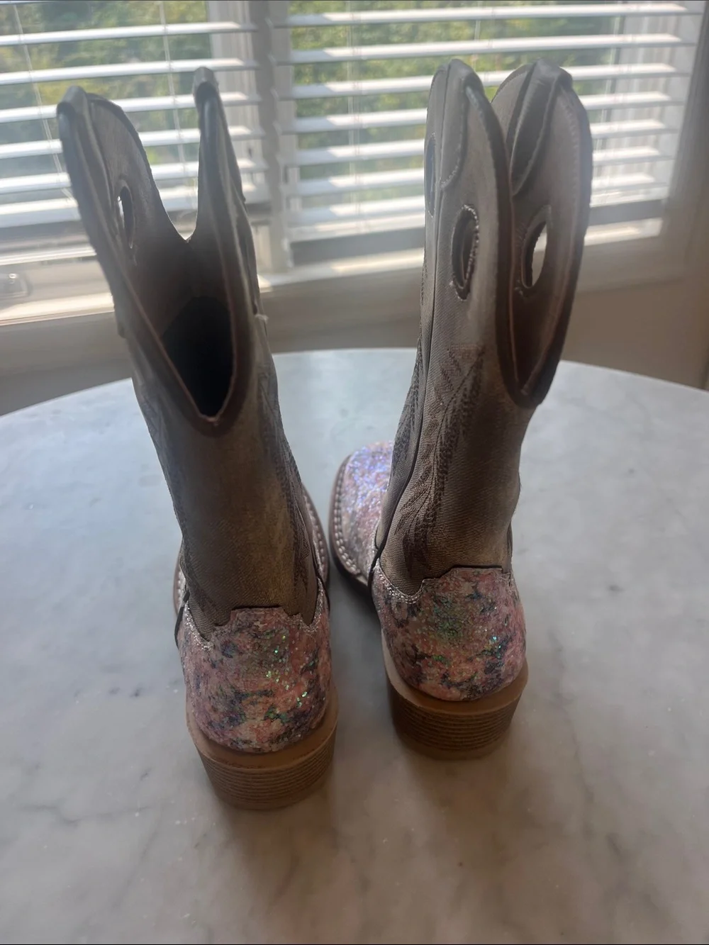 Roper Kids Glitter Pink and Green Western Boots